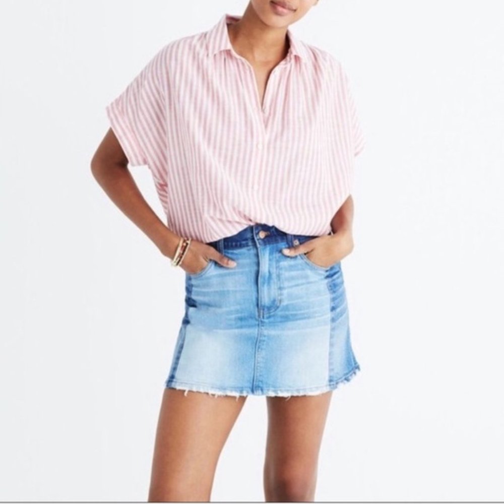 Madewell Two Tone Denim Mini Skirt
